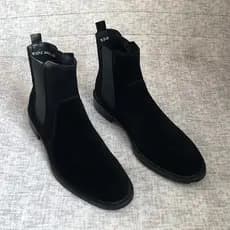 Botas Chelsea da moda masculinas de camurça Martin Botas curtas masculinas de lã Botas masculinas casuais de couro fosco