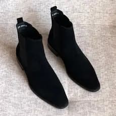 Botas Martin britânicas masculinas casuais com forro de lã Botas gerais de couro genuíno Chelsea Botas masculinas de cou