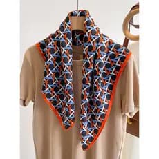 Moda preto branco xadrez 70CM gravata pescoço bandana lenço de seda pequeno lenço quadrado feminino lenço fino decoração