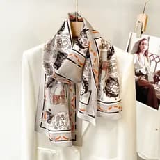Cáqui cavalo seda longo cachecol feminino primavera outono estilo fino amoreira seda decoração longo cachecol mãe presen