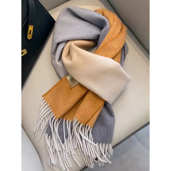 Lenço de lã pura grande gradiente cor sólida xale feminino longo inverno dupla utilização quente caxemira xale roxo esti