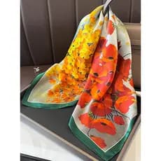 Lenço de seda lenço quadrado chinês 70cm flor vermelha cachecol primavera outono All-Match amoreira seda presente mãe ba