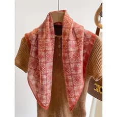 Estilo étnico vermelho 70CM gravata pescoço lenço de seda pequeno lenço quadrado feminino primavera outono verão cacheco