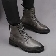Estilo britânico dedo do pé apontado forro de lã Martin botas masculinas zíper Casual botas curtas botas de Cowboy botas