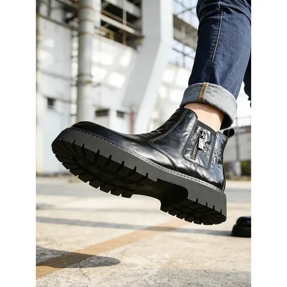UCoc estilo britânico Martin botas masculinas preto de sola grossa aumentando All-Match na moda ferramentas casuais bota