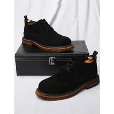 Outono inverno Retro Brogue esculpido couro genuíno botas curtas camurça couro fosco dedo do pé redondo Martin botas mas