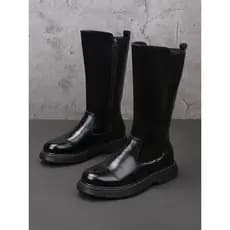 Botas Martin masculinas de cano alto com zíper, bico redondo, botas longas de couro, botas de equitação, levantamento de