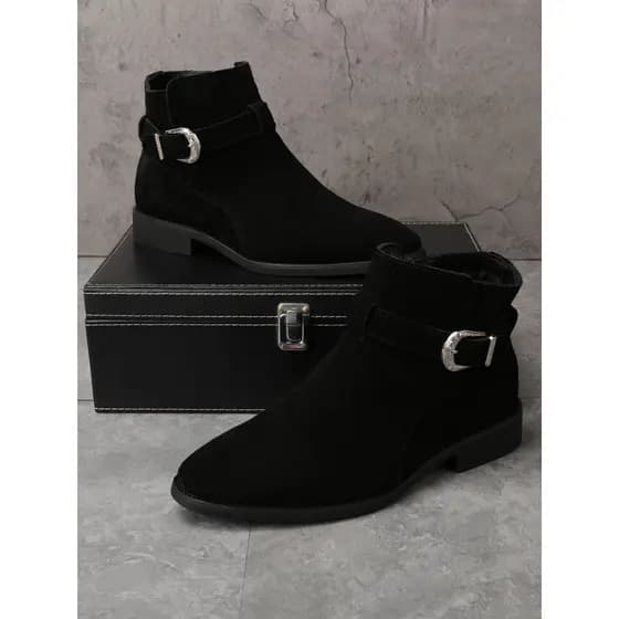 Britânico Retro apontou Toe Chelsea botas de couro genuíno camurça Casual fosco Martin botas masculino versão coreana ma
