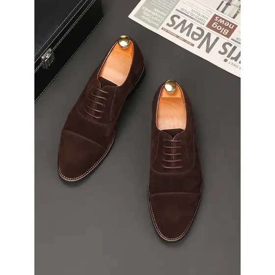 Britânico Retro apontou Toe três articulações sapatos de couro de negócios camurça Oxford sapatos camurça fosca Casual D