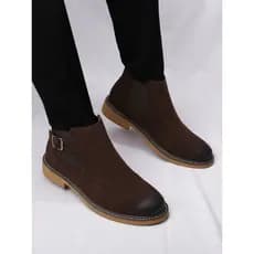 Outono estilo britânico Braddock esculpido Martin botas cor polida Nubuck couro carga botas curtas masculino Retro Chels