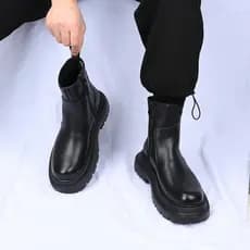 Botas Martin de couro genuíno, versão coreana, jovens, cano alto, aumento interno, ferramentas britânicas, botas de moto