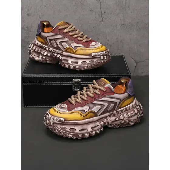 UCoc2025 novo estilo estação europeia sapatos masculinos Retro sujo papai sapatos de sola grossa sapatos esportivos casu
