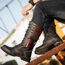 Botas altas de outono botas gerais masculinas botas com zíper lateral botas de cano alto Martin botas de equitação botas