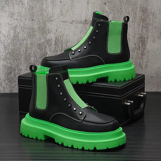 Botas Chelsea Brancas Masculinas 2026 Primavera Tendência Botas Curtas de Sola Grossa Botas Brancas Masculinas Botas Mar