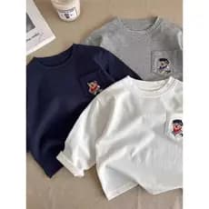 Roupas infantis de manga comprida camiseta meninos topos 2026 novo urso dos desenhos animados solto versão coreana menin