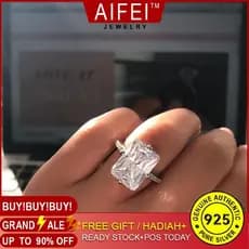 JEWELRY Anéis Mulher Moda Original Diamante 925 Coluna De Prata Quadrada Moissanita R50