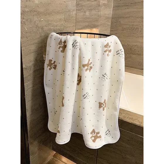 Toalha de banho fofa, conjunto de duas peças, dormitório estudantil, absorve água, secagem rápida, sem fiapos, lã Coral,