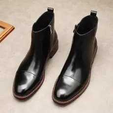 Botas com zíper Chelsea botas masculinas botas curtas britânicas de três articulações botas masculinas de couro de alta