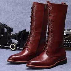 T na moda europeu americano botas altas Martin botas masculinas apontou Toe botas de couro longo botas de trabalho botas