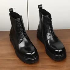 High-End sola grossa aumentando Cashmere mantendo quente dentro fora todas as botas Martin de couro masculino dedo do pé