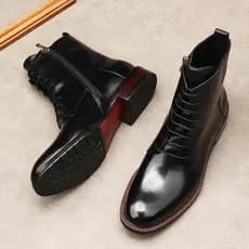 Martin botas masculinas de cano médio britânico Retro rendas sapatos de cano alto botas masculinas de couro botas gerais