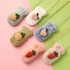 Crianças luvas forro de inverno engrossado quente Halter pescoço bebê bonito dedo ao ar livre meninos meninas 2-3-5-7 an