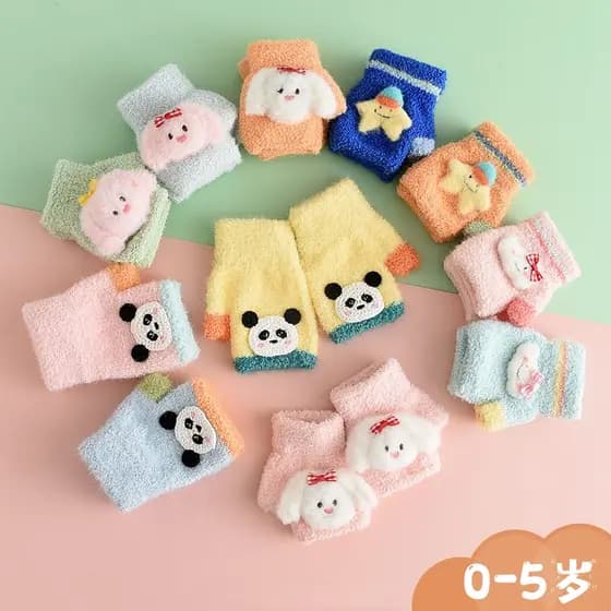 Luvas de bebê inverno bebê meio dedo independentemente de dedo bonito dos desenhos animados meninos meninas crianças 1-2