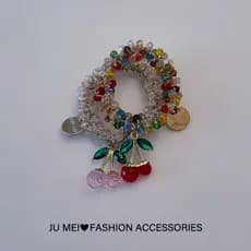 Coreia coreia novo estilo cor cristal cereja alto valor bandana corda de cabelo elástico feminino nicho laço de cabelo a