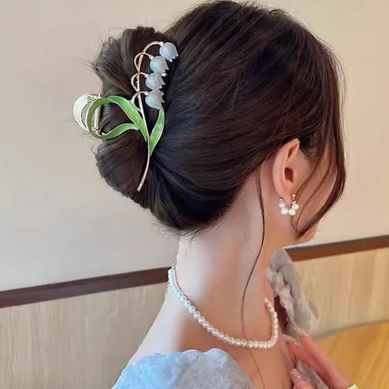 Lírio do vale verão Super fada flor grande garra clipe feminino High-End grampo de cabelo volta cabeça acessórios para o