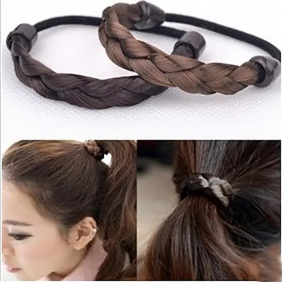 All-Match simulação peruca bandana de borracha feminino rabo de cavalo laço de cabelo como corda de cabelo alta elástica