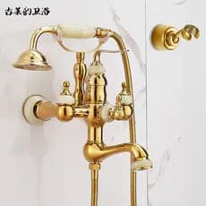 Estilo europeu banheira dourada torneira de água quente e fria Retro banheiro simples triplo chuveiro Sprinkler toda cob