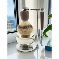 Conjunto de barbear masculino presente três camadas de cinco camadas navalha antiquado dupla face navalha escova de barb