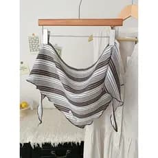 Estilo coreano listrado triângulo cachecol feminino 2026 novo estilo primavera decoração pescoço cachecol cachecol de se