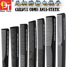 Pente eletrostático sem alça preto pente de cabeleireiro dedicado pente de corte de cabelo pente de duas cabeças CARBONC
