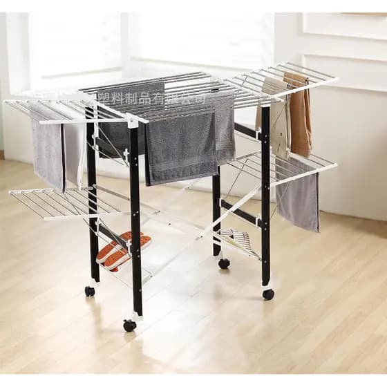 Estilo coreano interior ao ar livre multifuncional de aço inoxidável móvel dobrável rack de secagem grande capacidade ra