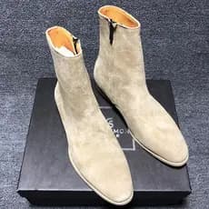 CHELSEA Botas Curtas Masculinas Botas Martin CHELSEA BOOT Britânico Off-White Couro Simples Único Apontado Na Moda