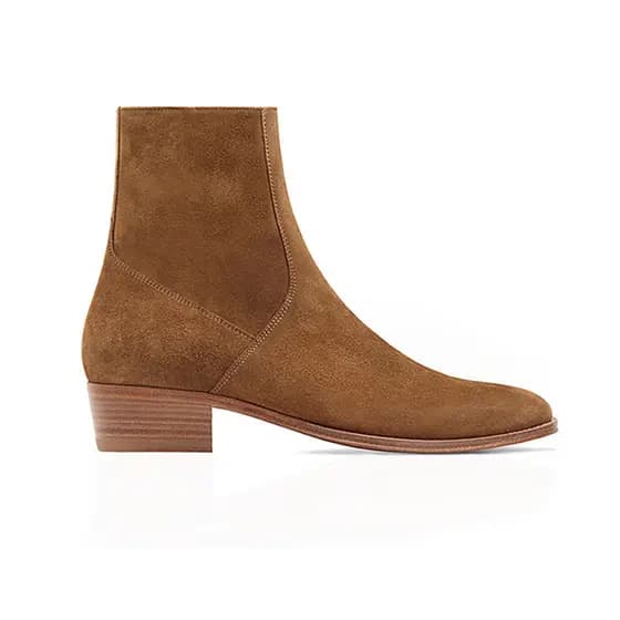 Chelsea botas masculinas de couro genuíno apontou Toe botas chelssea bota outono inverno botas curtas britânicas com zíp
