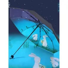Paraíso guarda-chuva de vinil guarda-sol Anti-ultravioleta guarda-sol masculino feminino bonito dobrável chuva ou chuva