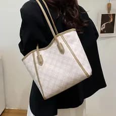 Bolsa Tote xadrez de grande capacidade 2025 novo estilo feminino trabalho Commuter passeio coreano Casual elegante bolsa