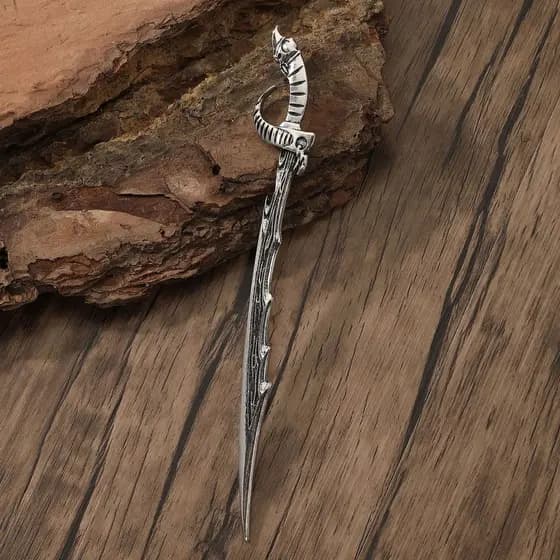 Grampo de Cabelo em Forma de Espada de Caveira Gótica Retrô Viking
