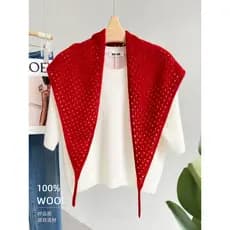 100% lã pura forma oca triângulo cachecol feminino cachecol quente de malha xale moda cachecol All-Match colete
