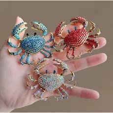 [B.Ling] Broche de caranguejo de strass leve luxo exagerado Corsage acessórios de roupas alfinete de Animal de liga