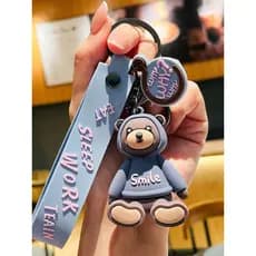 Único moletom com capuz urso boneca chaveiro dos desenhos animados bonito carro chaveiro anel pingente masculino feminin