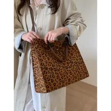 Camurça leopardo impressão saco feminino grande capacidade 2026 novo estilo outono inverno saco do mensageiro Retro port