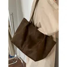 Bolsa de camurça feminina grande capacidade 2026 novo estilo outono inverno All-Match um ombro criança-mãe saco Retro Co