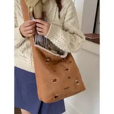 Bolsa de camurça feminina grande capacidade 2026 novo estilo outono inverno Retro pelúcia ombro saco do mensageiro Commu