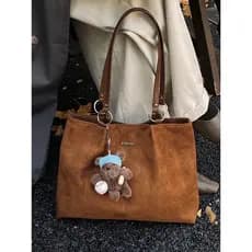 Bolsa de camurça feminina grande capacidade 2026 novo estilo outono inverno Retro bolsa de ombro Casual diamante Commute
