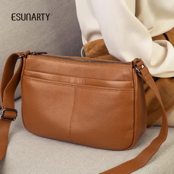 Bolsas femininas 2026 novo estilo moda mãe estilo couro genuíno saco do mensageiro feminino All-Match Multi-compartiment