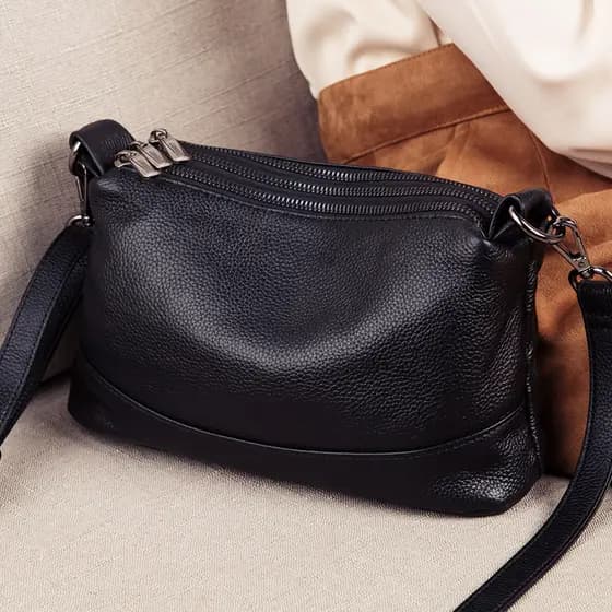 Bolsas femininas 2026 novo estilo de couro genuíno All-Match multi-zíper multi-camada bolsa feminina versão coreana Cros