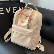 Mochila feminina bolsa de lona de grande capacidade Casual pano de náilon saco de escola simples nicho leve saco de comp